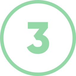 Green circle with a white number 3 inside, centered on a green background.