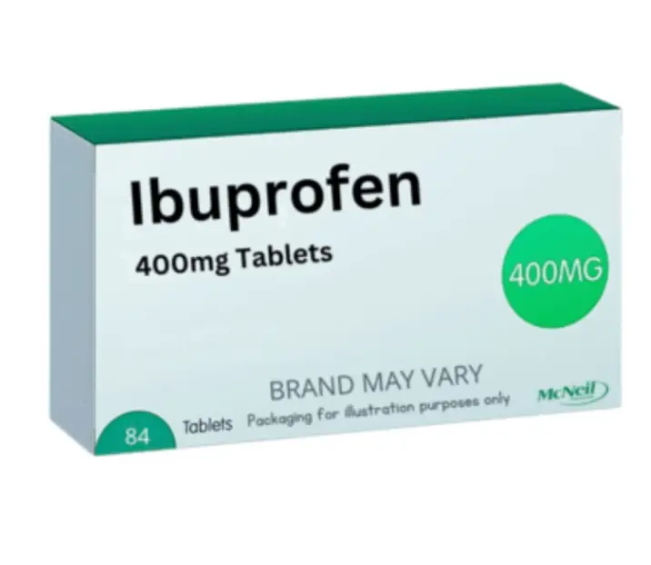 Box of 400mg Ibuprofen tablets for pain relief.