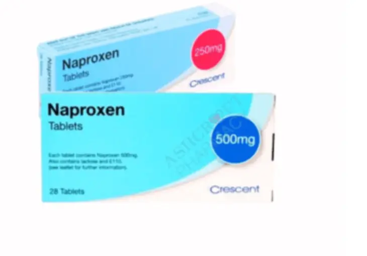Two boxes of Naproxen medication, one 500mg.