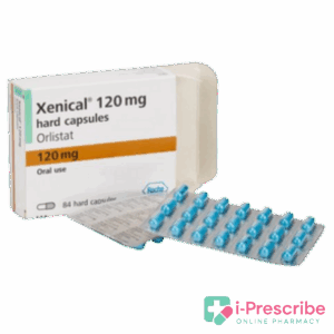 Box and blister of Xenical capsules.