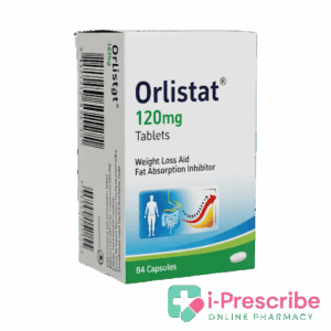 Orlistat 120mg tablets packaging.