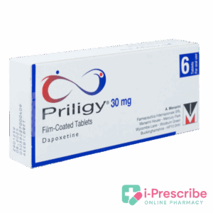 Priligy 30 mg tablets box, 6 tablets.