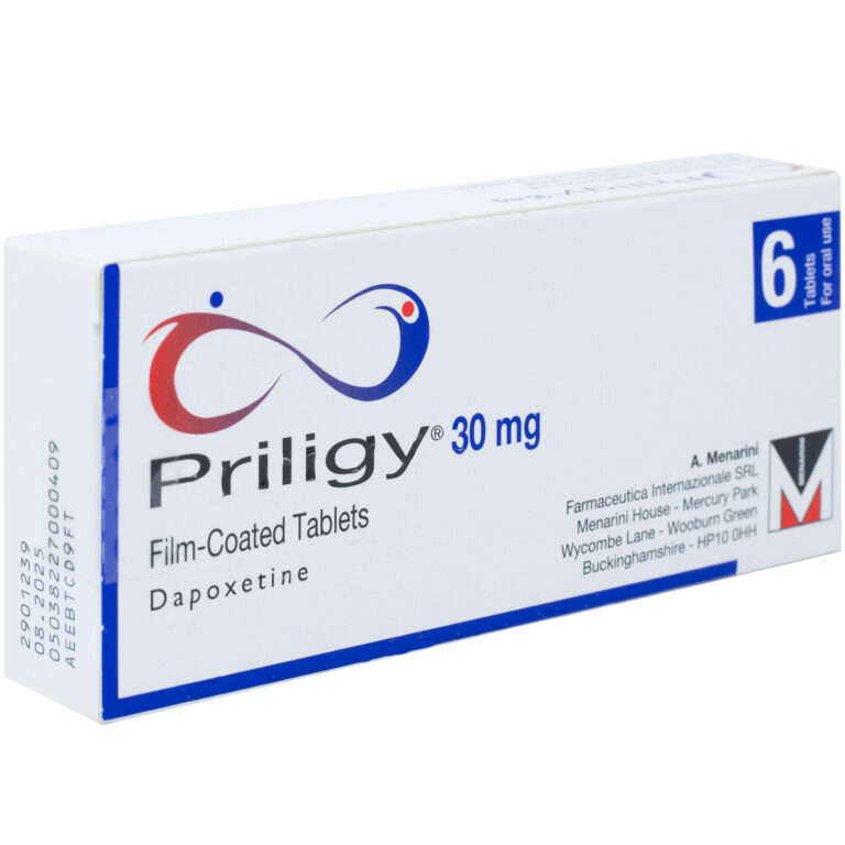 Priligy 30 mg tablets box.
