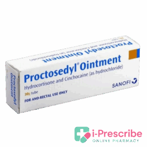 Proctosedyl ointment box on black background.
