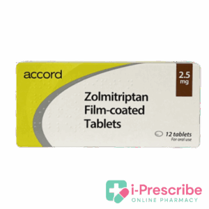 Zolmitriptan film-coated tablets packaging, 2.5 mg.