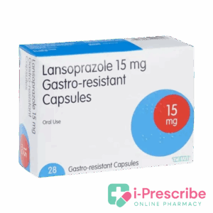 Lansoprazole 15mg gastro-resistant capsules box.