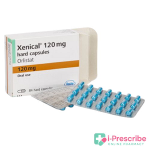 Xenical 120 mg hard capsules in blister packaging. Xenical 120 mg hard capsules in blister packaging.